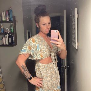 Shein floral print peekaboo dress